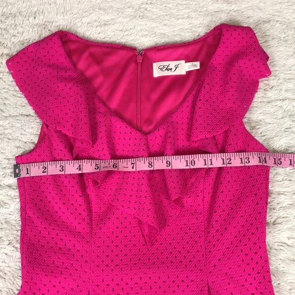 Eliza J Bright Pink Ruffle Fit & Flare Pleated Flowy Dress Barbiecore Cocktail - Picture 8 of 10